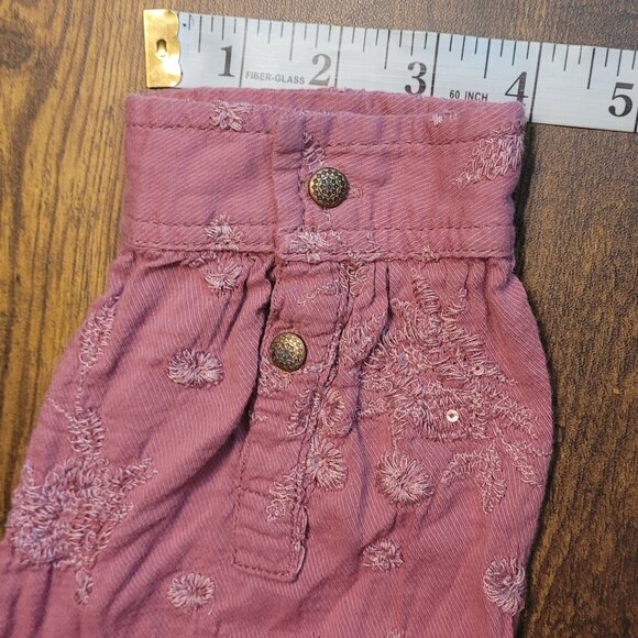Anthropologie Pilcro Baby Doll Top L Embroidered Floral Sequins Dusty Rose Boho - Picture 10 of 10